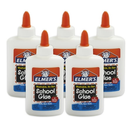 Elmer's Liquid School Glue, White, Washable, 4 Ounces, 5 Count