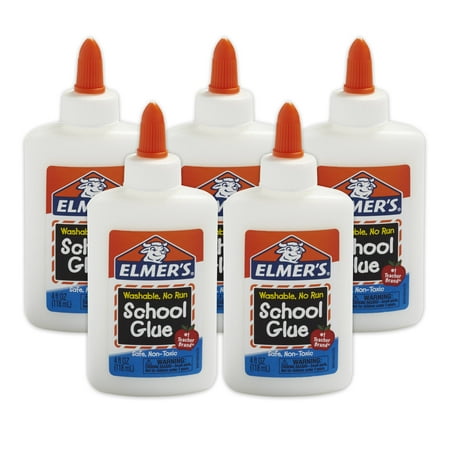 Elmer's Liquid School Glue, White, Washable, 4 Ounces, 5 (The Best Glue For Plastic)