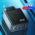 thumbnail image 1 of Ndcxsfigh 1 cargador pared para USB + 2 PD Type-C 30 W para iPhone 14 (negro UE), 1 of 6