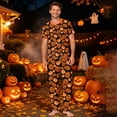 thumbnail image 2 of Family Pajamas Matching Sets - 2 piece Pumpkin Short Sleeve Top and Pants, Holiday Loungewear Outfit, Matching Halloween Pjs for Family Couples Women Men for 2XL Pjs, 2 of 8