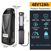 48V Lithium Ebike Battery, w/ 30A BMS, for Electric Bicycles & E-Motorcycles(100W-1500W) , Includes 2A Charger XT60 Connector (48V13AH)