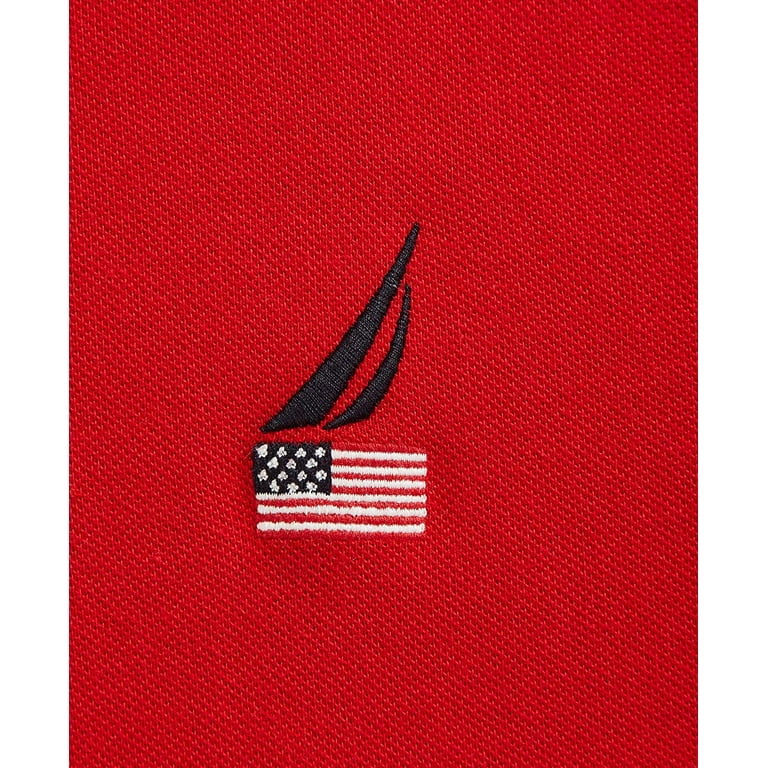 Nautica Men's Short Sleeve Polo Shirt American Flag