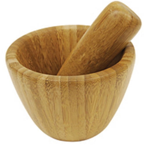 Home Basics Mortar and Pestle, Bamboo