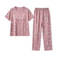 thumbnail image 4 of Under $15 Pajamas Set CNJKEHIUV Women's Cotton Pajama Set Short Sleeve Top & Pants 2-Piece Summer Sleepwear, 4 of 4