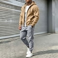 thumbnail image 6 of Mens 2 Piece Suits Full Zipper Drawstring Hooded Sweatshirts Elastic Waist Joggers Solid Color Fashion Comfy Outfits Khaki XXL, 6 of 7
