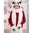 thumbnail image 4 of Conjunto de guantes y bufanda con gorro de Panda de invierno para mujer, sudadera con capucha siamesa cálida para mujer, 4 of 4