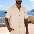 thumbnail image 2 of Golf Shirts for Men Short Sleeve,Men's Casual Linen Shirts Short Sleeve Classic Button Shirt Fashion Cotton Golf Tops with Pocket, 2 of 9