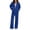 24#Blue, variant on Women's 2 Piece Outfits Long Sleeve Zip Up Hoodie Wide Leg Pants Matching Sweatsuits Sets Light Purple 2XL