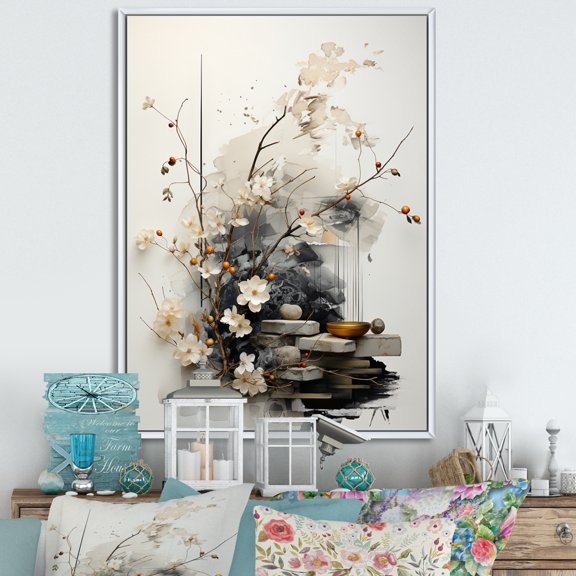 Designart "Classics Sumi Asian beauty III" Asian Floater Framed Canvas Print