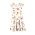 thumbnail image 4 of HAOTAGS Girls Fit & Flare Dresses,Easter Motif Print Crewneck Flutter Sleeve Party Dress Multicolor 12-13 T, 4 of 6