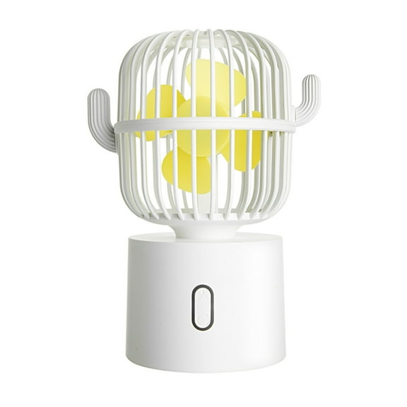 USB Desk Fan, Cactus Small Personal Fan with 2400mAh Rechargeable Battery, 80° Auto Rotation & 3 Speeds, Portable Table Fan for Travel, Outdoor, Vacation & Concerts