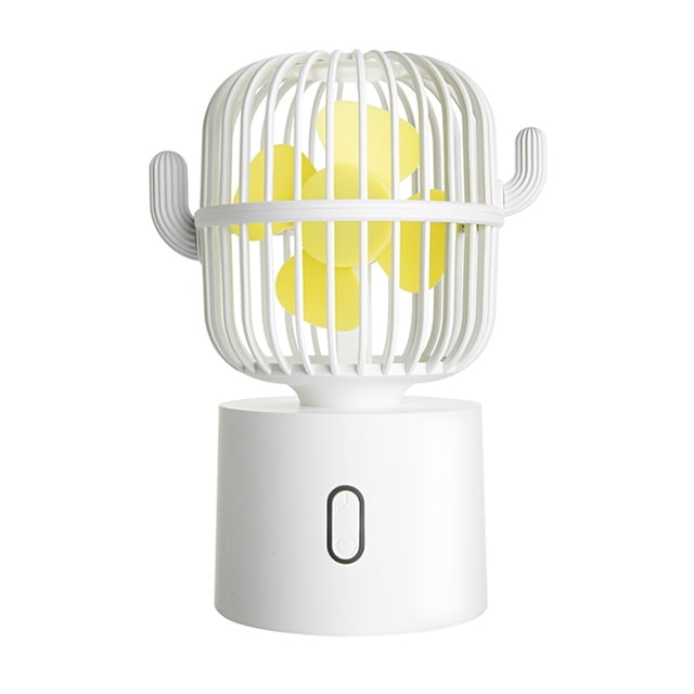 Cactus Desk Fan with Touch Control - USB Rechargeable, 3 Speeds, 2400mAh Battery, 360° Rotation for Home, Office, Kids Room - Quiet & Stylish
