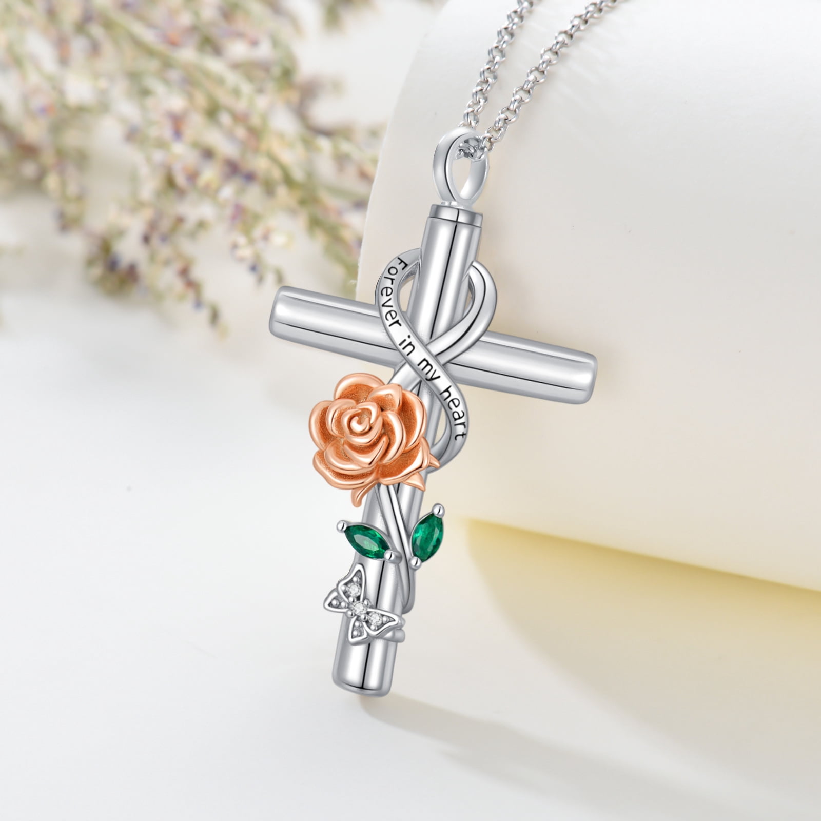 CACA LADY Cross Urn Necklace 925 Sterling Silver Cremation Jewelry with Funnel Filler Kit Ashes