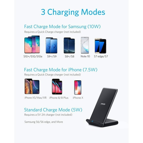 Anker Wireless Charger, 2 Pack PowerWave Stand, Qi-Certified, 7.5W for iPhone 11, 11 Pro, 11 Pro Max, Xs Max, XR, XS,