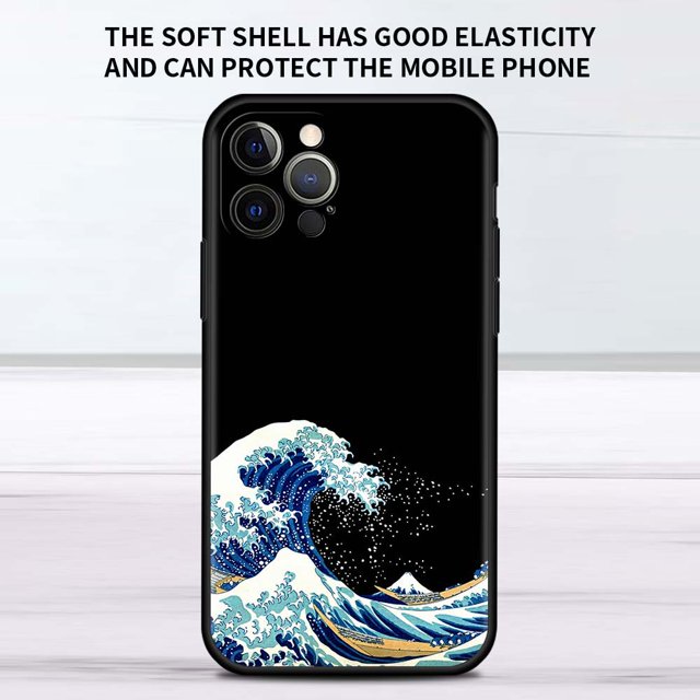 Funda de estilo japonés para Apple iPhone, carcasa negra para iPhone 11, 13, 12 Pro, 7, XR, X, XS Max, 8, 6, 6S Plus, 5, 14, SE, 2020, 13Pro Fivean unisex