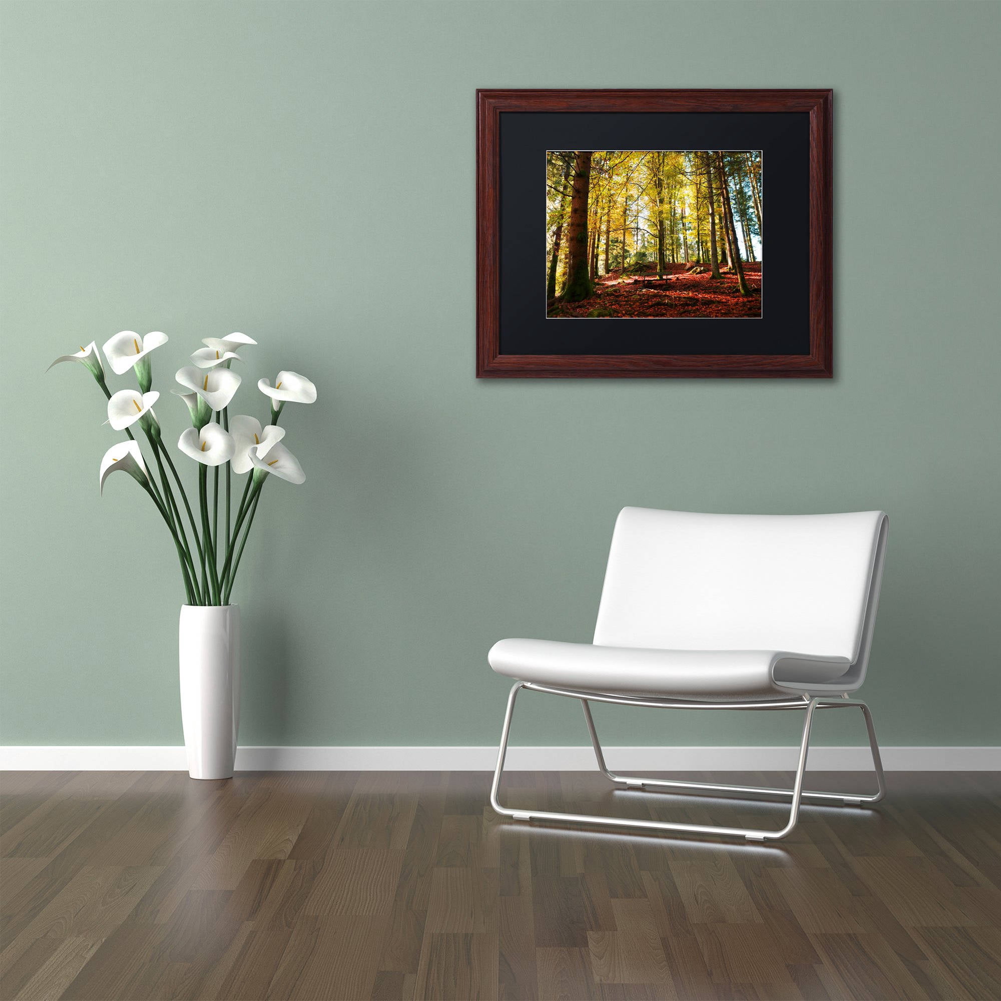 Trademark Fine Art "The Autumn Bench" Canvas Art by Philippe Sainte-Laudy Black Matte, Wood Frame