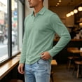 thumbnail image 5 of Mens Long Sleeve Polo Shirts Classic Breathable Golf Work Pullover Tops, M, 5 of 7
