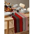 thumbnail image 6 of ERUNPONLY Red Wooden Table Runner - 72 Inch Long Grey Stripe Gradient Country Rustic Grain Cotton and Linen Blended Dress Scarves Farmhouse Table Runner for Kitchen Dining, Coffee Table, 16"x72", 6 of 8