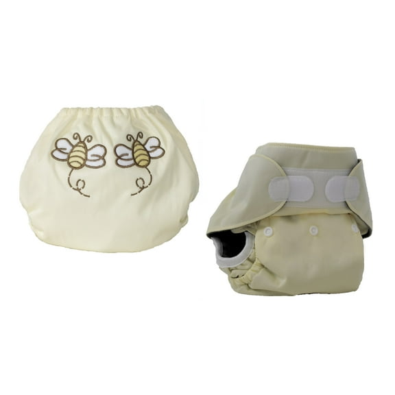 Kashmir Baby Charcoal Bamboo One Size Pocket Cloth Diapers 2 Pack Velcro Closure “Little Bee”