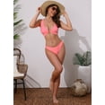 thumbnail image 5 of DARING DIVA Women's Wide Strap O Ring Cut Out Bikini Sets Medium Fluorescent Pink, 5 of 6