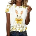 thumbnail image 3 of TaTaai Women's Cute Bunny Print Tee Short Sleeve Crew Neck Fitted Spring Summer Easter Base Layer Top Daily Work Weekend Wear Gift, 3 of 5
