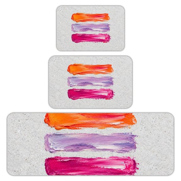 RKSupls Kitchen Rug Set 3 Piece Anti-Slip Flannel Floor Mats, Color Burst Abstract Washable Absorbent Runner Mats for Kitchen Bathroom Home Decor