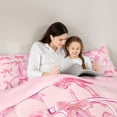 thumbnail image 4 of Manfei Girly Bow Twin Comforter Sets For Girls,Pink Cute Letter F Monogram Bedding Set,Pink Reversible,2 Pieces, 4 of 7