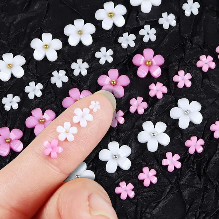 Flowers Nail Art Charms - Resin White Nail Jewelry Manicure Tool  Accessories 1p