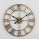thumbnail image 2 of Reloj de pared grande con números romanos, silencioso, funciona con pilas, de cuarzo, redondo, grande, de metal, para el hogar, 2 of 5