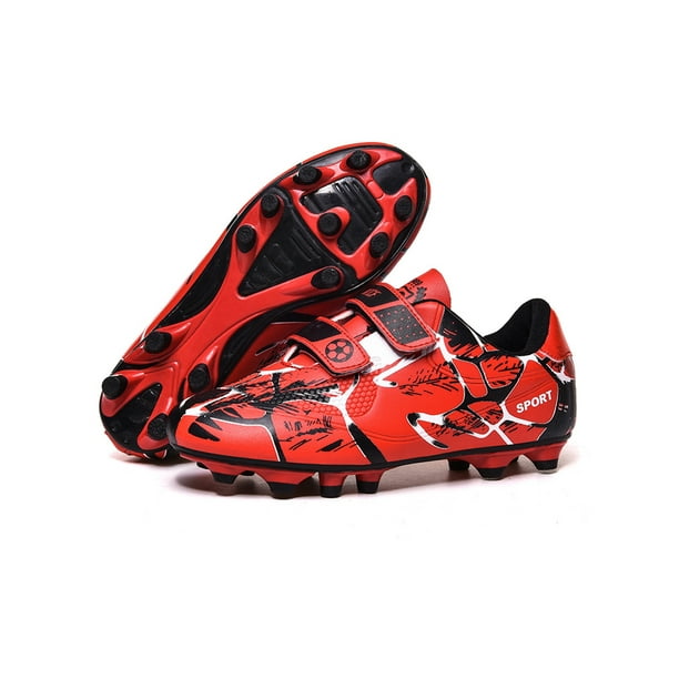 Daeful Enfants Baskets Confort Chaussures de Football Running Low Top Respirant Crampons de Football Rouge (Sol Ferme) 3Y