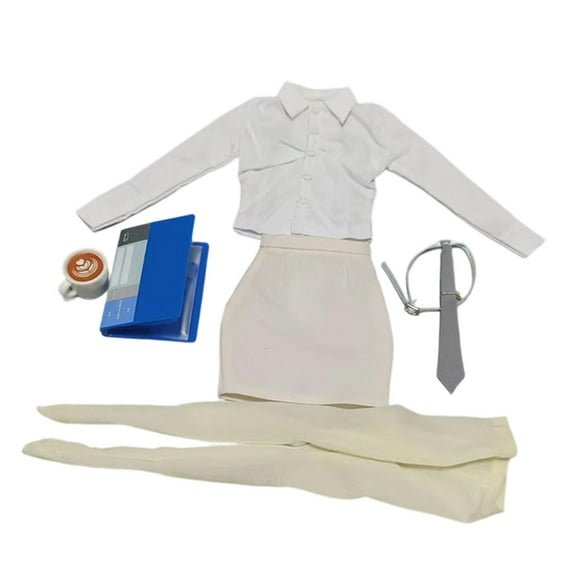 Milaget 1/6 Scale Female Clothes Collectible Woman Figure Fashion Wear Tie Pantyhose Apricot white