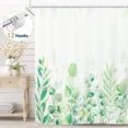 thumbnail image 1 of Dznils Cortina Shower de Tela de Eucalipto Verde, Cortina de Baño Floral Moderna con Ganchos, 72 x 72, 1 of 10