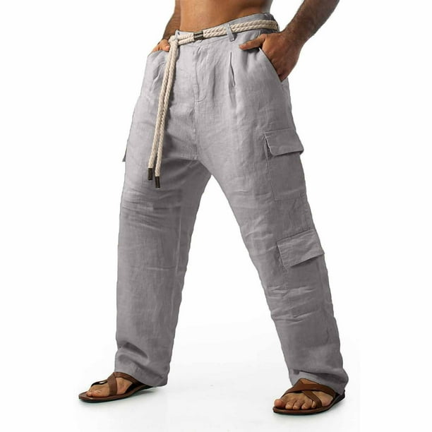 Kalauyu Men's Casual Cargo Sweatpants Waist Drawstring Joggers Loose Fit Pants for Men with Multi Pockets