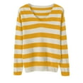thumbnail image 2 of ClodeEU Striped Sweaters for Women ,V Neck Cute Fall Winter Knitted Pullover Tops,Casual Loose Blouse Yellow,Womens Plus XXL, 2 of 4