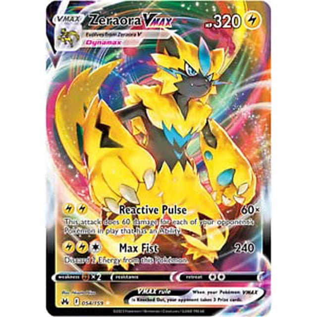 Tarjeta coleccionable Pokemon Zeraora VMAX 054/159 Crown Zenith