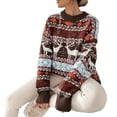 thumbnail image 3 of WRKEKC Women's Christmas Theme Knit Pullover Sweater Crewneck Long Sleeve Casual Holiday Festive Cozy Tops Winter Womens Sweater, 3 of 4