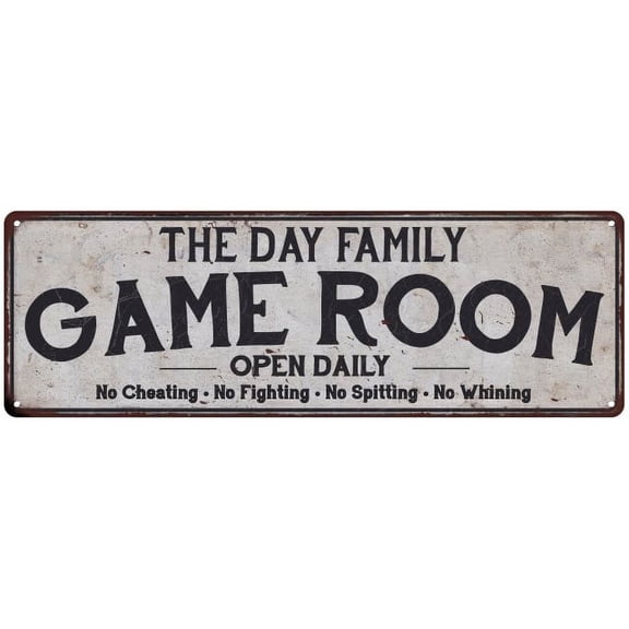 THE DAY FAMILY Gift Game Room Country Metal 6x18 Sign 206180042008