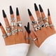 thumbnail image 2 of Anillos punk abiertos de plata vintage para hombres mujeres, anillos ajustables 24PCS, anillos alt, anillos de plata gruesos, anillos voluminosos, anillos hippies, 2 of 5