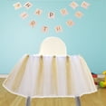 thumbnail image 4 of Falda tutú para silla de comedor, decoración para suministros de fiesta de cumpleaños de bebé (oro blanco), 4 of 8