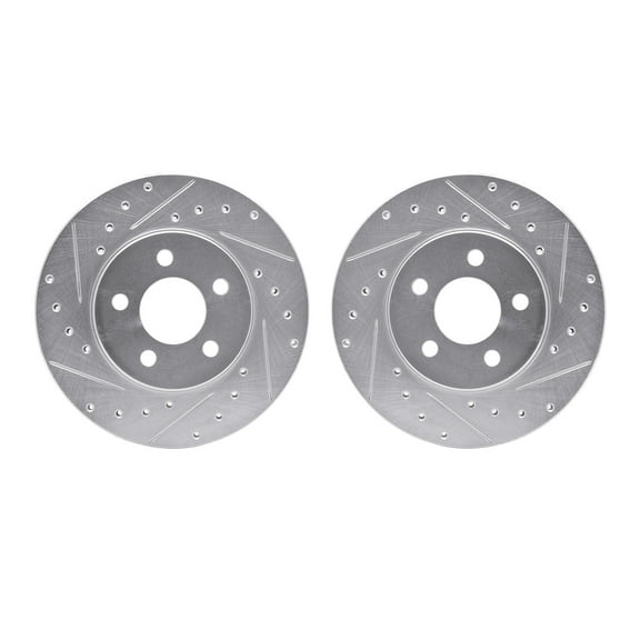 Dynamic Friction Company Front Brake Rotors-Drilled and Slotted-Silver 7002-40010