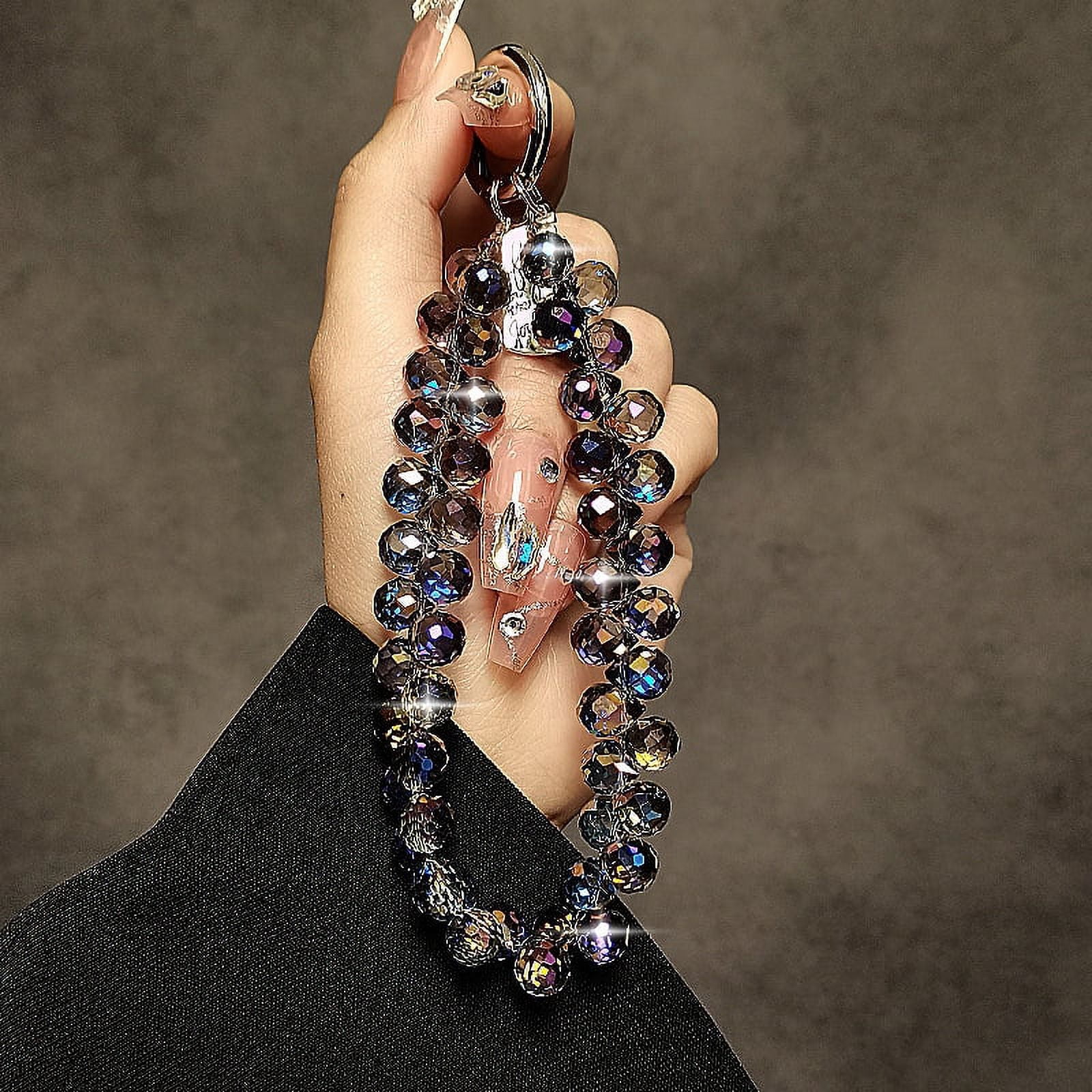 Luxurious Crystal Teardrop Phone Lanyard - Short Handmade Beaded Wrist Strap with Anti-Loss Design