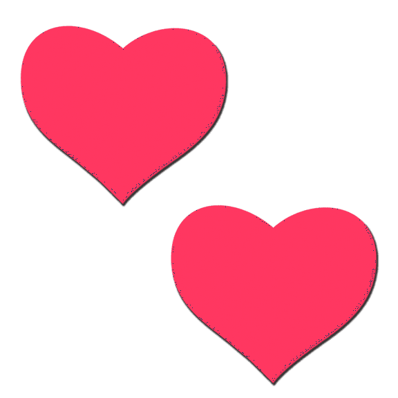 Love: Glow in the Dark Neon Pink Heart Pasties Nipple Covers by Pastease®