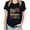 Black, variant on Fesfesfes Workout Clothes Women's Printed Round Neck Short Sleeved Casual T-Shirt Top Women Shirts XL(US:10)