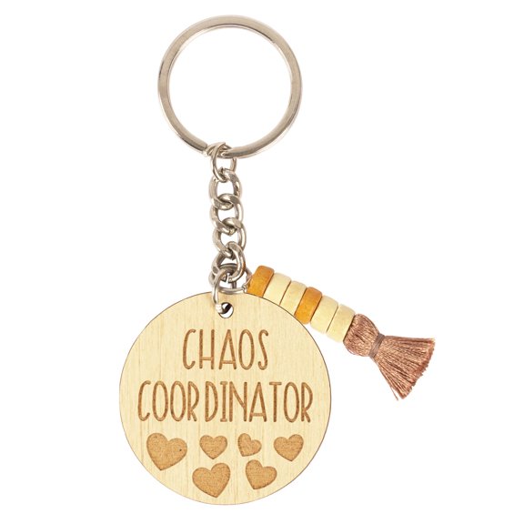Inkdotpot Funny Keychain Chaos Coordinator Wood Engraved Keychain- Funny Mom/Teacher Humour Novelty Gift