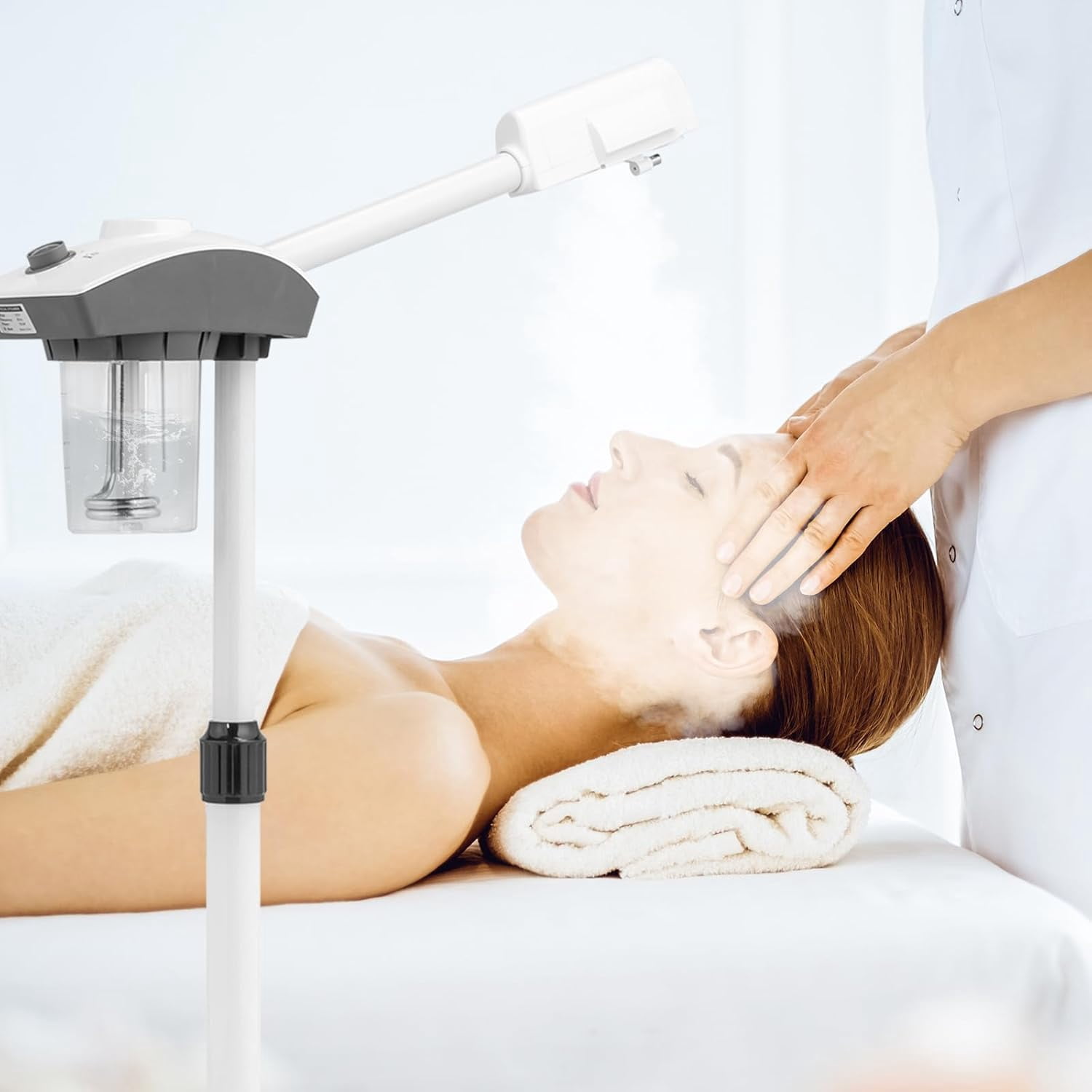 Ktaxon Facial Steamer Machine with 180° Rotating Spray, Auto Shut-off, White