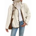 thumbnail image 2 of Female Fuzzy Fleece Jacket Button Down -Coats Casual Winter Warm Outwear with Pockets Apricot Color L, 2 of 9