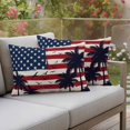 thumbnail image 4 of Independence Day Pillow Covers 2 Pack U. S. Flag Themed Tropical Coconut Tree Seagull Pillowcase Waterproof Outdoor Throw Pillow Cover for Patio Balcony Rectangular Cushion 20”x12”, 4 of 9