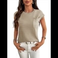 thumbnail image 1 of Suéter Informal de Cuello Redondo y Rayas con Aguja Gruesa para Mujer, Color Caqui, Talla XL, 1 of 8