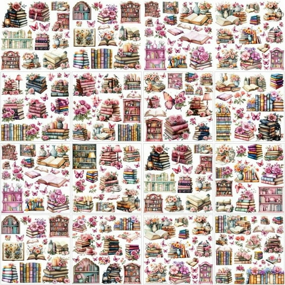 Colorful 12 Sheets Rub on Transfers for Crafts and Furniture 12 Styles Vintage Book Flower Rub on Transfer Stickers PVC Rub On Decals for DIY Home Window Craft Decor 5.5x5.5 Inch
