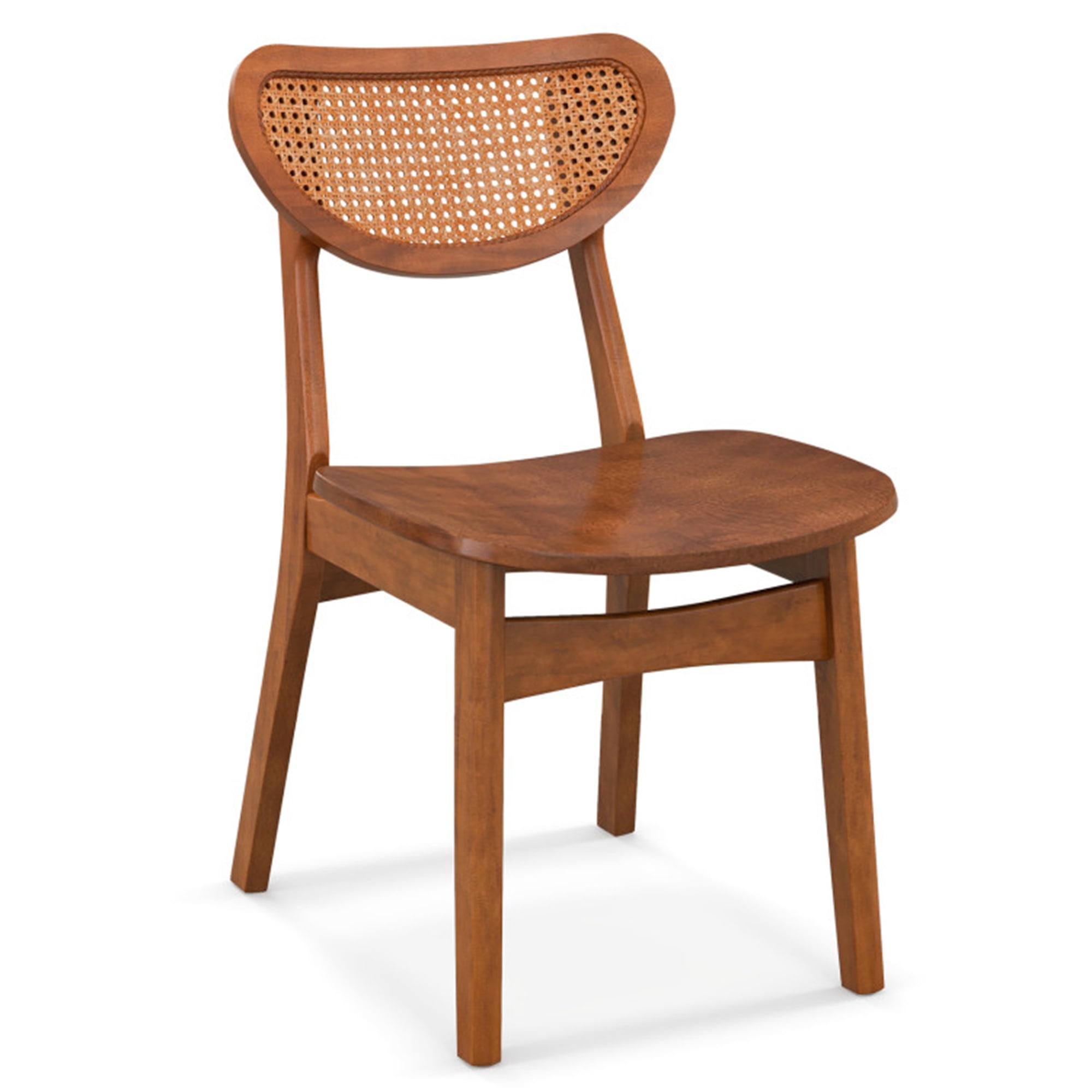 Demi Bonn Wooden Dining Chair Set of 2 with Breathable Mesh Cane Backrest, Brown